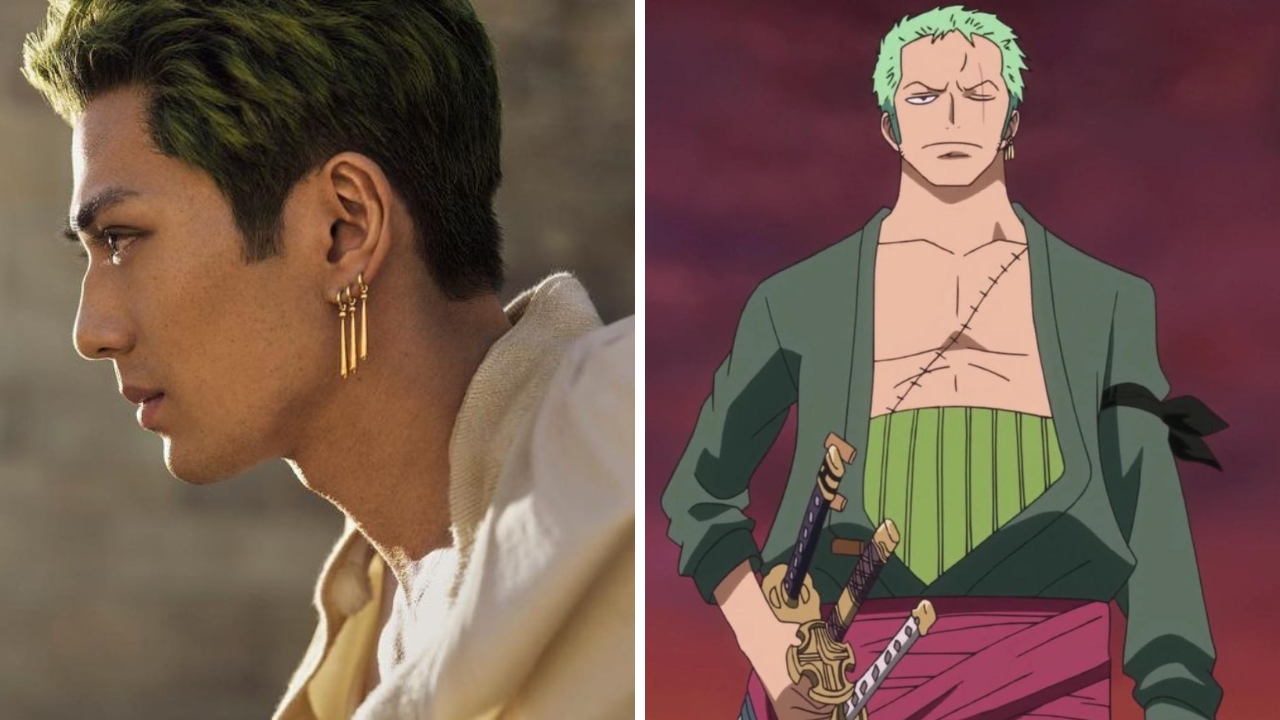 Mackenyu caracterizado como Roronoa Zoro e o Zoro nos animes