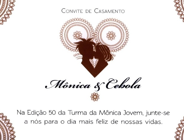 convite de casamento de Mônica e Cebola